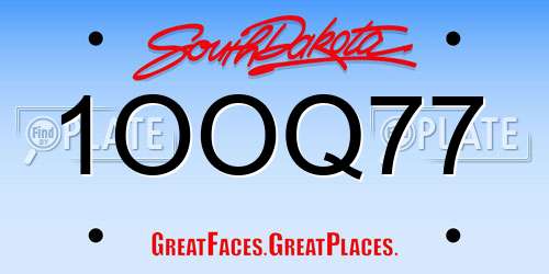 1OOQ77 South Dakota License Plate