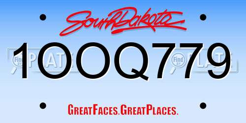 1OOQ779 South Dakota License Plate