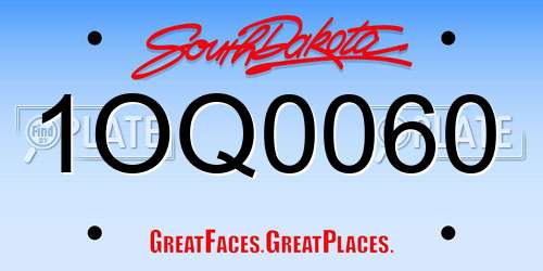 1OQ0060 South Dakota License Plate