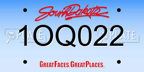 1OQ022 South Dakota License Plate