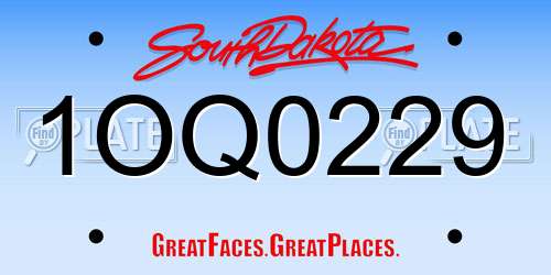 1OQ0229 South Dakota License Plate