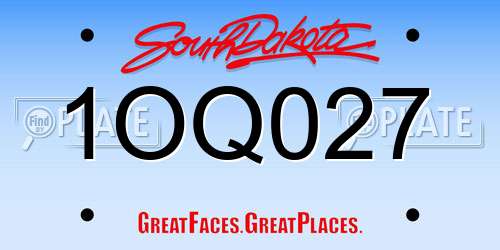 1OQ027 South Dakota License Plate