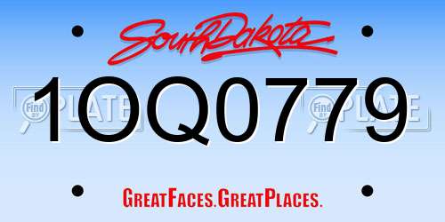 1OQ0779 South Dakota License Plate