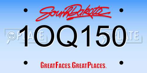 1OQ150 South Dakota License Plate