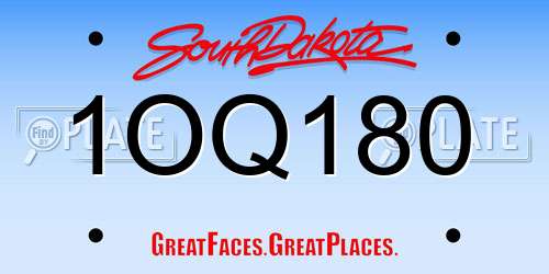 1OQ180 South Dakota License Plate