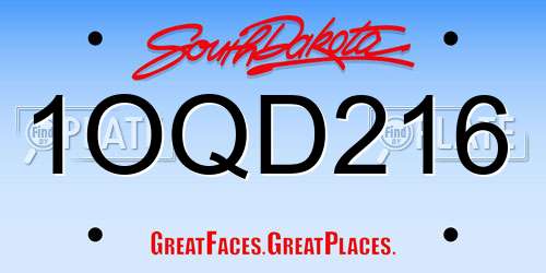 1OQD216 South Dakota License Plate