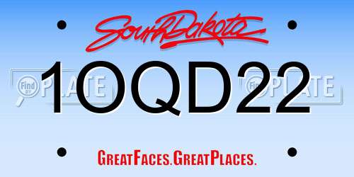 1OQD22 South Dakota License Plate