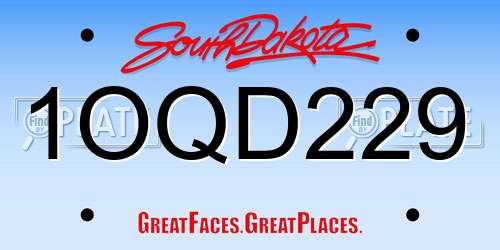 1OQD229 South Dakota License Plate