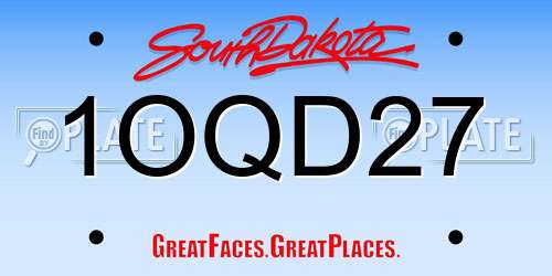1OQD27 South Dakota License Plate