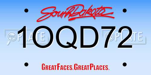 1OQD72 South Dakota License Plate