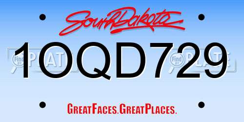 1OQD729 South Dakota License Plate