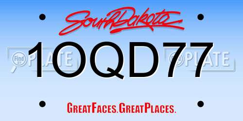 1OQD77 South Dakota License Plate