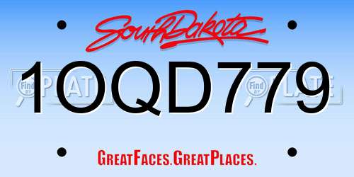 1OQD779 South Dakota License Plate