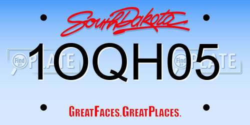 1OQH05 South Dakota License Plate