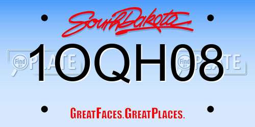 1OQH08 South Dakota License Plate