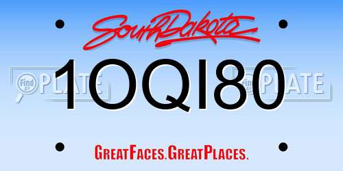 1OQI80 South Dakota License Plate