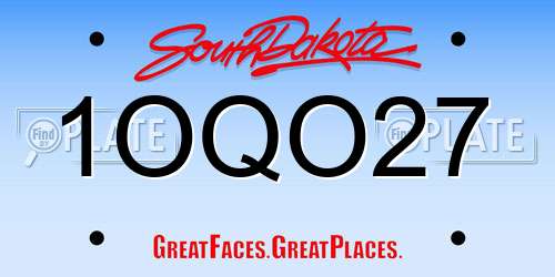 1OQO27 South Dakota License Plate