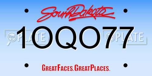 1OQO77 South Dakota License Plate