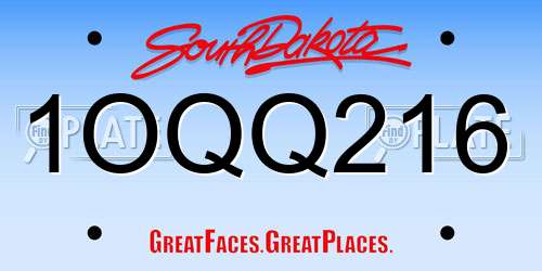 1OQQ216 South Dakota License Plate