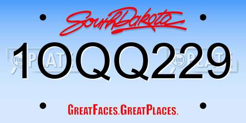 1OQQ229 South Dakota License Plate