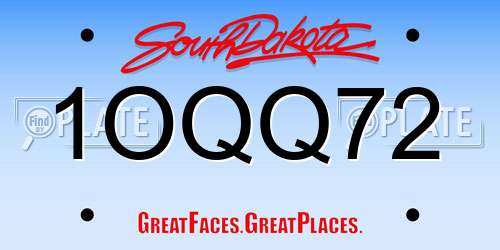 1OQQ72 South Dakota License Plate