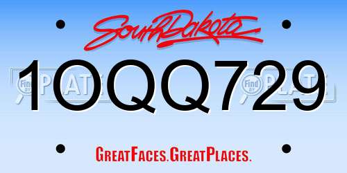 1OQQ729 South Dakota License Plate