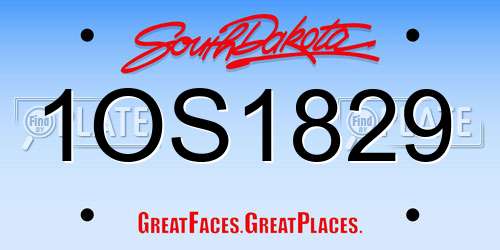 1OS1829 South Dakota License Plate