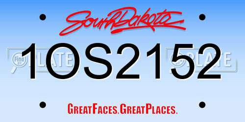 1OS2152 South Dakota License Plate