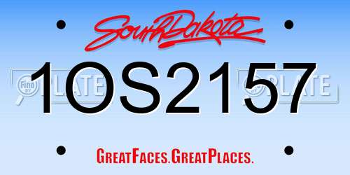 1OS2157 South Dakota License Plate