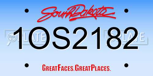1OS2182 South Dakota License Plate