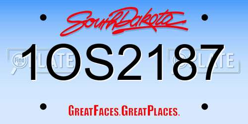 1OS2187 South Dakota License Plate