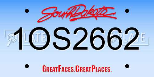 1OS2662 South Dakota License Plate