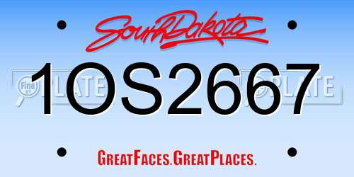 1OS2667 South Dakota License Plate