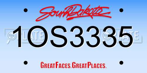 1OS3335 South Dakota License Plate