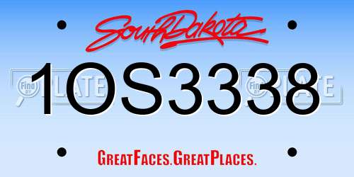 1OS3338 South Dakota License Plate