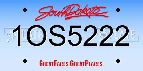1OS5222 South Dakota License Plate