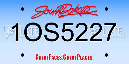 1OS5227 South Dakota License Plate