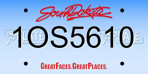 1OS5610 South Dakota License Plate