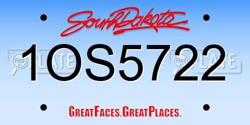 1OS5722 South Dakota License Plate