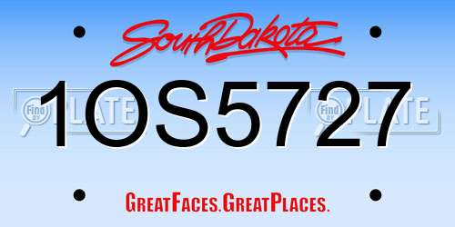 1OS5727 South Dakota License Plate