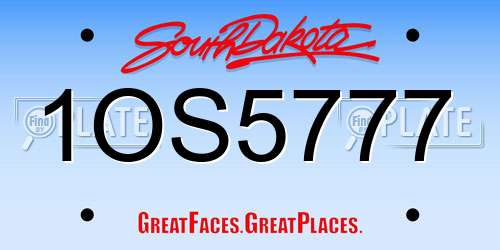 1OS5777 South Dakota License Plate