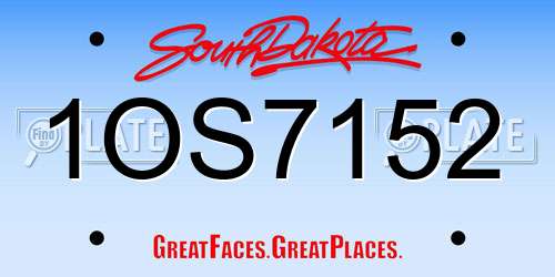 1OS7152 South Dakota License Plate