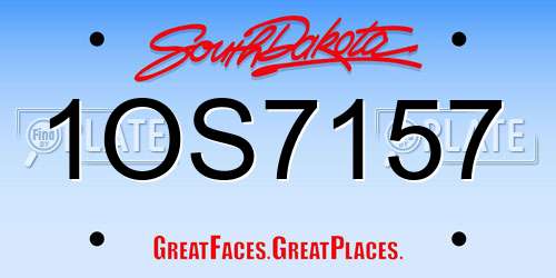 1OS7157 South Dakota License Plate