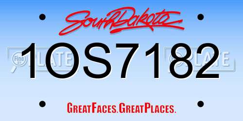 1OS7182 South Dakota License Plate