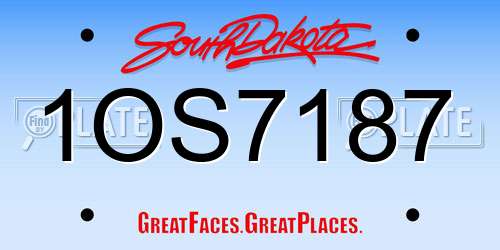1OS7187 South Dakota License Plate