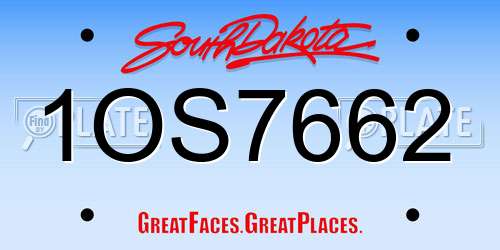 1OS7662 South Dakota License Plate