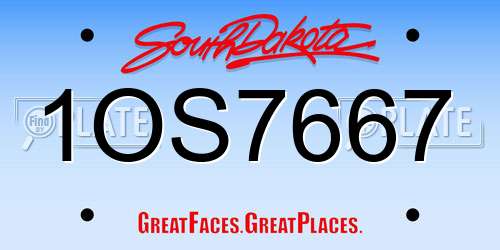 1OS7667 South Dakota License Plate