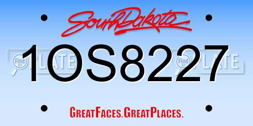 1OS8227 South Dakota License Plate