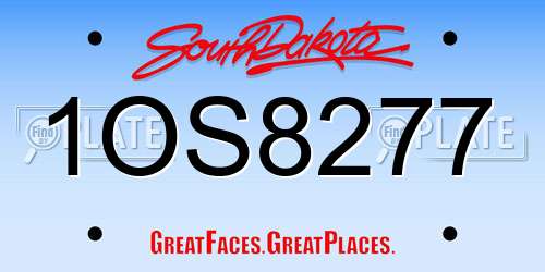1OS8277 South Dakota License Plate