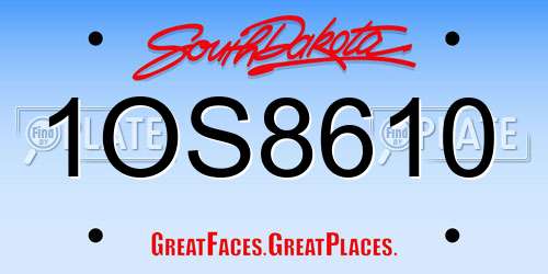 1OS8610 South Dakota License Plate